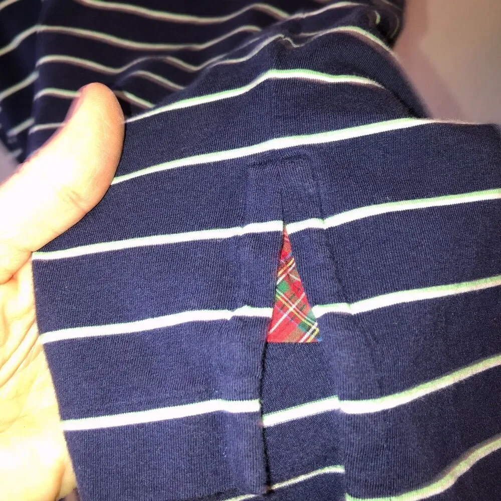 Polo Golf Ralph Lauren Mens Size XXL Navy Blue Stripe Stretch Lisle Polo Shirt